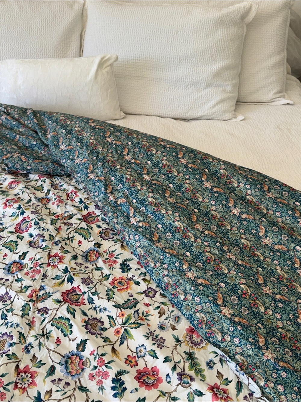 Coco & Wolf Liberty Cotton Reversible Quilt 80x80 Handmade England double full